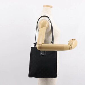 GUCCI GG Canvas Shoulder Bag Black Silver 110292 Auth 148815